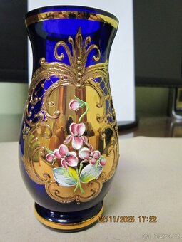 vázička 12cm, masívní Novoborské sklo - 2