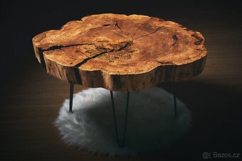 Luxusný stolík z brestu = prumer 90cm - 2