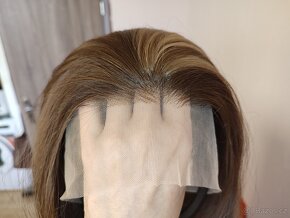 Nová dlouhá přirozená Lacefront paruka s melírem - 2