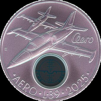 Stříbrná mince ČNB 500 Kč letoun AERO L-39 Albatros, BK - 2