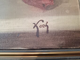 Zátiší s květy na drapérií – signováno KOCH – luxusní rám - 2