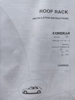 Střešní nosič Toyota Corolla - originál, nepoužité - 2