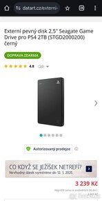 PS4 / PS5 rozšiřující HDD disk Seagate 2TB - 2