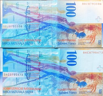 Švýcarské bankovky 100 CH a 10 CH - 2