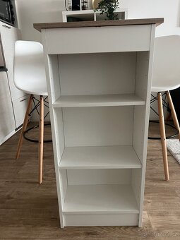 Barový stůl / kuchyňský ostrůvek s policemi – dub / bílá - 2