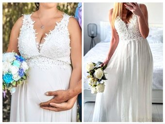 M-L NOVÉ jednoduché svatební šaty BOHO-STYL - 2