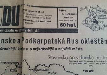 Staré noviny s vyhláškou Říš.protektora, okleštění Slovenska - 2