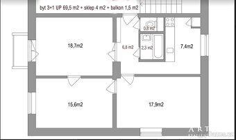 Pronájem byt 3+1, CP 67 m2, + sklep 4 m2, + balkon 2 m2, Brn - 2
