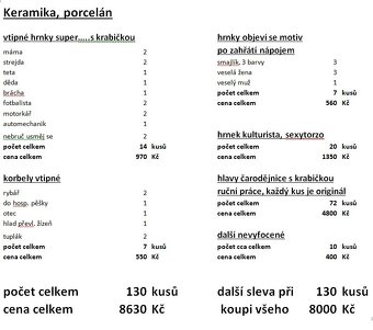 Dárky - keramika a porcelán - více kusů hlavně pro prodejny - 2