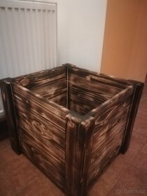 Dřevěné květináče nové - velké - opalene - 2