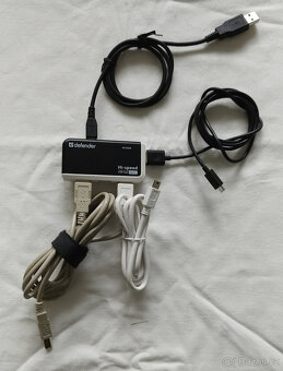 USB hub DEFENDER 4xUSB-A port, + miniUSB na připojení. - 2