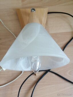 Pár nástěnných lamp dřevo/sklo - 2