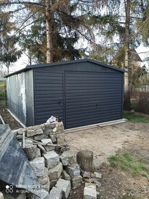 Plechová garáž 4x5m plus vchodové dveře Grafitová - 2