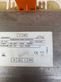 Trafo YHT 1100 PrI:400V , Sek:46V - 2