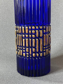 Kobaltová reliéfní váza 25 cm, Walther Glas - 2