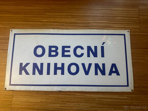 RETRO smaltovaná cedule OBECNÍ KNIHOVNA - 80x40 cm - 2