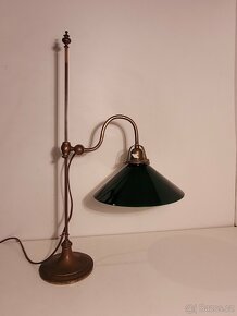 stará mosazná lampa bankéřka, zelené stínidlo - 2