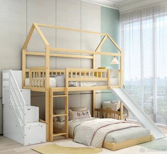 Dětská patrová postel se skluzavkou - 2