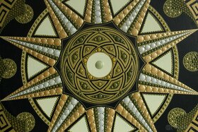 Mandala -olivově zlatá 60x60 cm posvátná geometrie - 2