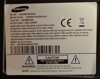TV Samsung model (UE55b7000WW) bez podstavce , pouze na zeď - 2