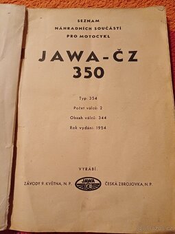 Prodám Seznam ND Jawa - ČZ 350 typ 354 - 2