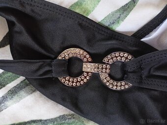 Nové dámské plavky L, černé s kamínky - 2