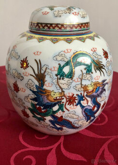 Porcelánová čínská dóza s víčkem, obsah 1,2 litru - 2