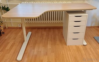 Rohový pracovní stůl nastavitelná výška + šuplíky - 2