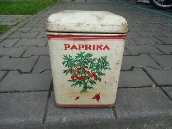 Stará plechová krabička 18 x 18 x 26 cm. - 2