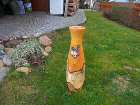 váza vysoká dřevěná malovaná - 2