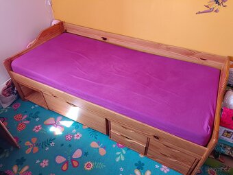 Dřevěná postel, borovice se zásuvkami 90x200cm - 2