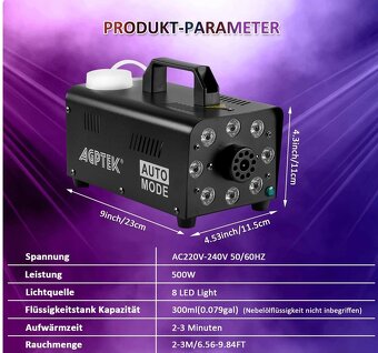 Výrobník mlhy 500 W s led podsvitem a dálkový ovladač - 2