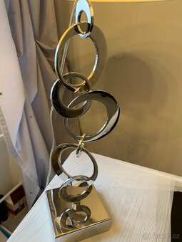 Lampa stolní, moderní, chrom - textil, výška 79 cm - 2