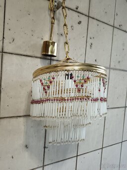 Retro mosazný korálkovy lustr. - 2