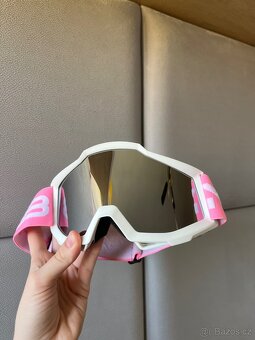 Lyžařské bryle, snowboardové bryle dámské růžovo bílé - 2