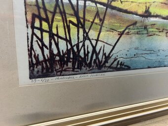 Signovaná grafika „Chaloupka u rybníka“, 1972 - 2