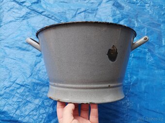 Smaltovaný šedý cedník - 2