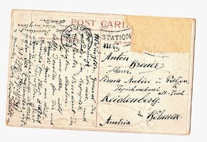 historická pohlednice z USA zaslaná do RA-UH 1910 - 2