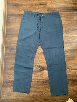Lnene panske kalhoty Gant XL modre, bezove - 2