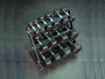 jednoruční činky sada 180kg HEXA (2,5-30kg) + STOJAN - 2