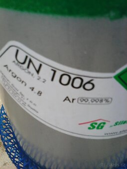 Argon 8l 200Bar nová, včetně náplně - 2