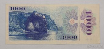 1000 Kčs 1985 - C67 - vzácnější bez kolku neperforovaná - 2