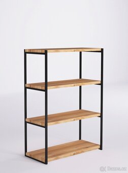 Woodica Regál Loftový dubový 1.2m | 90cm | 4p - masivní dřev - 2
