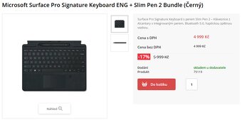 Microsoft surface klavesnice + slim pen bundle (černá) - 2