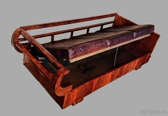 TOP designový gauč - ART DECO - Halabala - ořech, kůže - 2