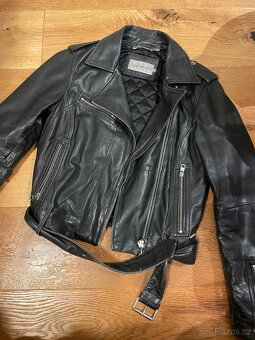 Calvin Klein Jeans – černá KOŽENÁ biker bunda z jehněčí kůže - 2