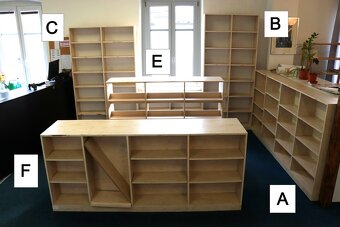 Dřevěné regály, dětský herní kout - prodej - 2