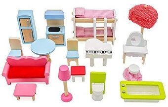 Infantastic Dřevěný domeček pro panenky, 60,5 x 71 x 32,5 c - 2