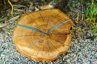 Dubový epoxidový stůl - průměr 95 cm - 2