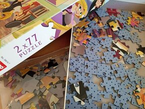 Puzzle Na Vlásku - 2 x 77 dílků KOMPLETNÍ - 2